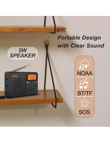 Radio Meteorológica Portátil XHDATA D109WB AM/FM/SW/LW