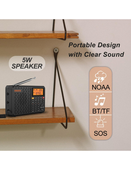 Radio Meteorológica Portátil XHDATA D109WB AM/FM/SW/LW