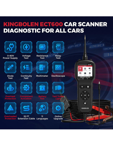 Probador de Circuito Automotriz KINGBOLEN ECT600 36FT