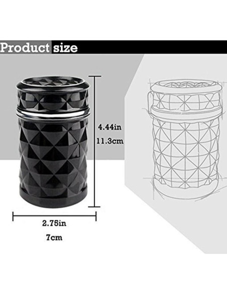 Cenicero de Auto Vurtne con Luz LED Azul Ignífugo