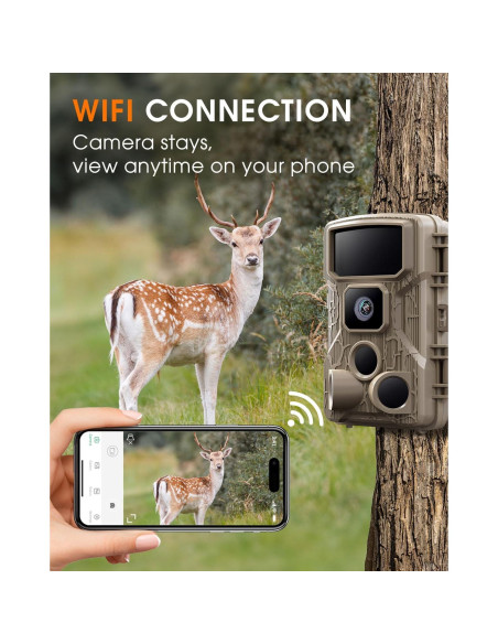 Cámara de sendero WiFi Punvoe 4K 64MP IP67 visión nocturna