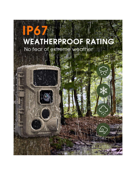 Cámara de sendero WiFi Punvoe 4K 64MP IP67 visión nocturna