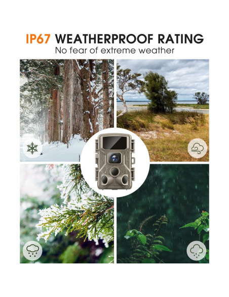 Cámara de sendero WiFi Punvoe 4K 64MP IP67 visión nocturna