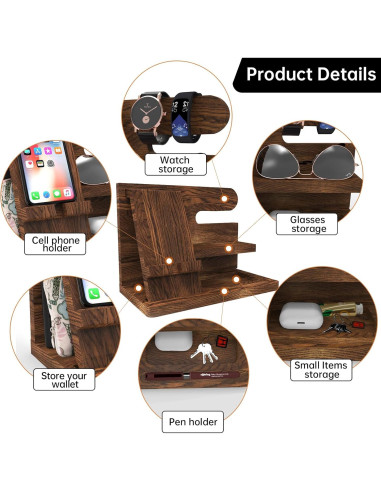 Organizador de Madera Iswabard para Escritorio 25,4x15 cm