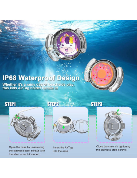 2 Fundas Impermeables para AirTag BIQIRE Unicornio y Donas