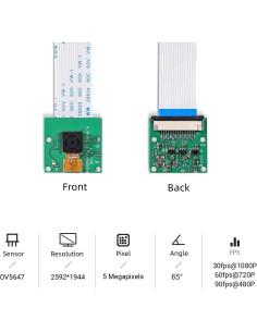 Módulo de Cámara Raspberry Pi 5MP 1080p con Soporte y Cables 2