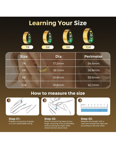 Anillo Inteligente Fervidus para Salud y Fitness, Talla 10