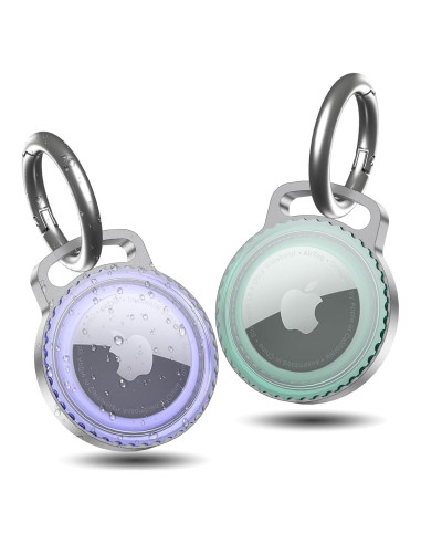 Soporte de llavero KOBKOD para AirTag - 2 Paquetes Verde/Púrpura