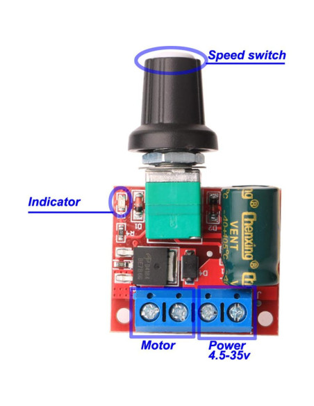 Controlador de Velocidad de Motor DC Mini Gebildet E297 5V-35V 5A