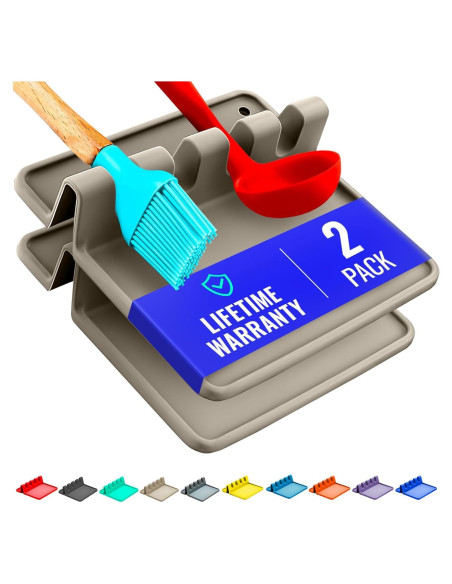 Soporte de Cuchara de Silicona Cooler Kitchen - 2 Paquetes Beige