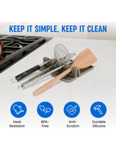Soporte de Cuchara de Silicona Cooler Kitchen - 2 Paquetes Beige 2