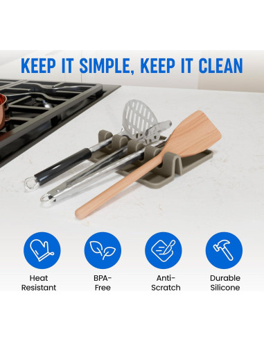 Soporte de Cuchara de Silicona Cooler Kitchen - 2 Paquetes Beige