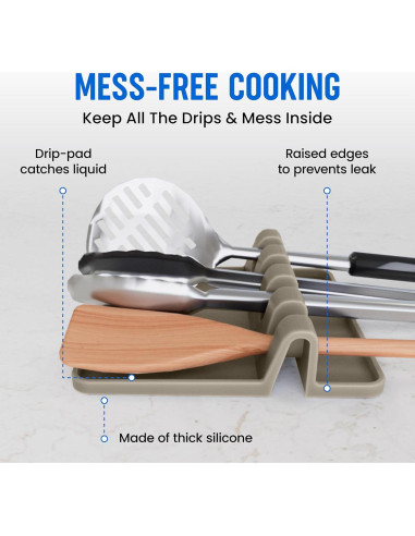 Soporte de Cuchara de Silicona Cooler Kitchen - 2 Paquetes Beige