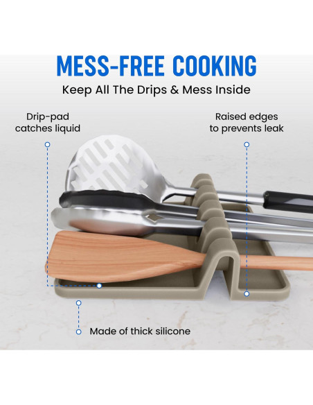 Soporte de Cuchara de Silicona Cooler Kitchen - 2 Paquetes Beige