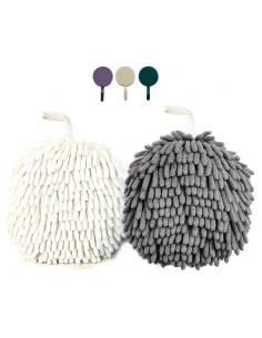 Toalla de Mano Chenille ACOCPOL 17x17 cm Gris Blanco 2 Piezas