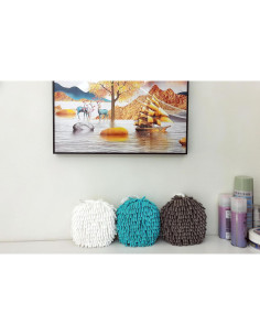 Toalla de Mano Chenille ACOCPOL 17x17 cm Gris Blanco 2 Piezas 2