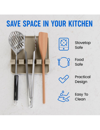 Soporte de Cuchara de Silicona Cooler Kitchen - 2 Paquetes Beige