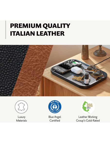 Cargador Inalámbrico Courant MAG:3 - Cuero Italiano Negro