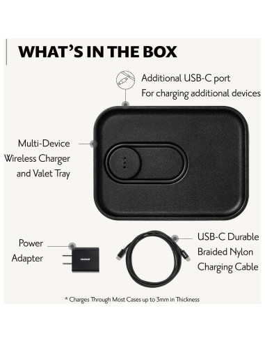 Cargador Inalámbrico Courant MAG:3 - Cuero Italiano Negro
