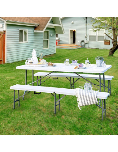 Mesa Plegable 1.83m Byliable Blanca para Interior y Exterior