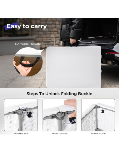 Mesa Plegable 1.83m Byliable Blanca para Interior y Exterior