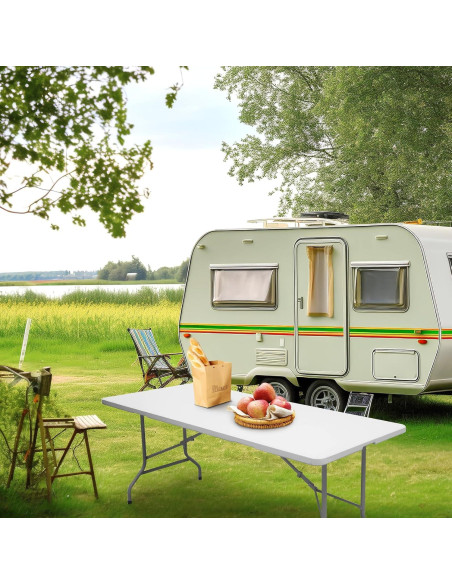 Mesa Plegable 1.83m Byliable Blanca para Interior y Exterior