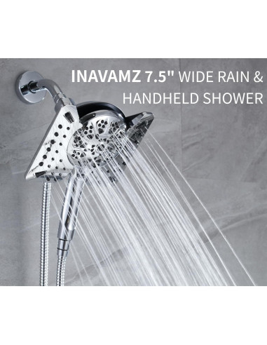 Cabezal de Ducha INAVAMZ 2 en 1 Alta Presión 10 Modos 7.5"