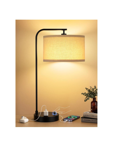 Lámpara de Mesa Regulable Innqoo con USB y Toma de Corriente