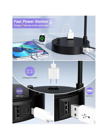 Lámpara de Mesa Regulable Innqoo con USB y Toma de Corriente