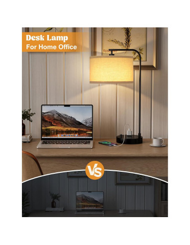 Lámpara de Mesa Regulable Innqoo con USB y Toma de Corriente