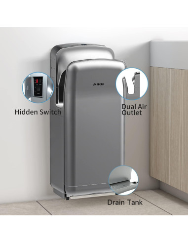 Secador de manos vertical AIKE AK2005H con filtro HEPA 1850W
