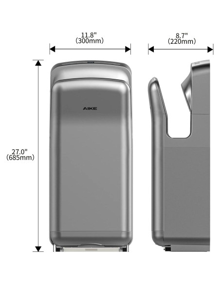 Secador de manos vertical AIKE AK2005H con filtro HEPA 1850W