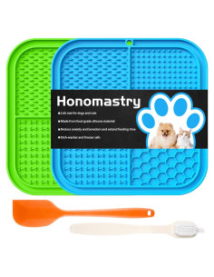 Alfombrilla Lick Honomastry 20cm para Perros - 2 Pack Azul y Verde
