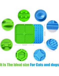 Alfombrilla Lick Honomastry 20cm para Perros - 2 Pack Azul y Verde 2