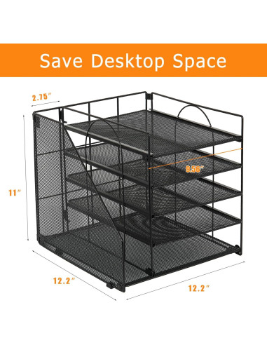 Organizador de Escritorio LEKETREE 5 Bandejas Metal Negro