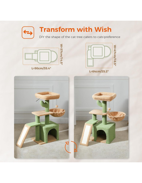 Árbol de Gato PETEPELA Cactus 81 cm con Rascador y Hamaca