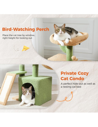 Árbol de Gato PETEPELA Cactus 81 cm con Rascador y Hamaca