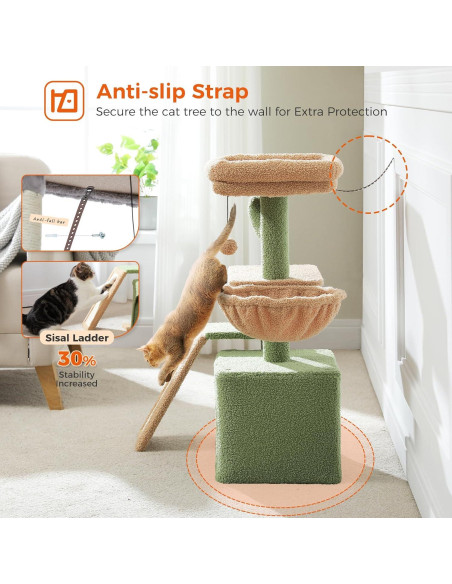Árbol de Gato PETEPELA Cactus 81 cm con Rascador y Hamaca