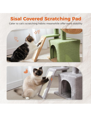 Árbol de Gato PETEPELA Cactus 81 cm con Rascador y Hamaca