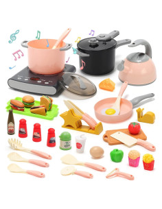 Juego de Cocina de Juguete Cute Stone 37 Piezas con Luz y Sonido