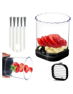 Taza Cortadora de Frutas UQOOQFA - Cortador de Fresas Negro