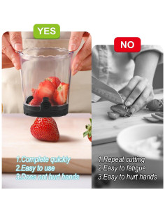 Taza Cortadora de Frutas UQOOQFA - Cortador de Fresas Negro 2