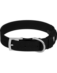 Collar de perro de cuero Budkas con soporte para AirTag - S (20-30 cm) Negro 2