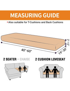 Funda de Cojín Estirable YEMYHOM para Sofá 2 Plazas Beige 2