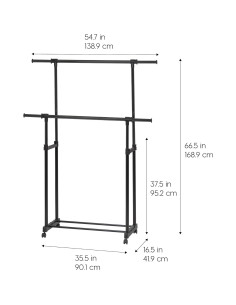 Perchero Portátil IRIS USA Doble Barra Ajustable 39.9 kg 2