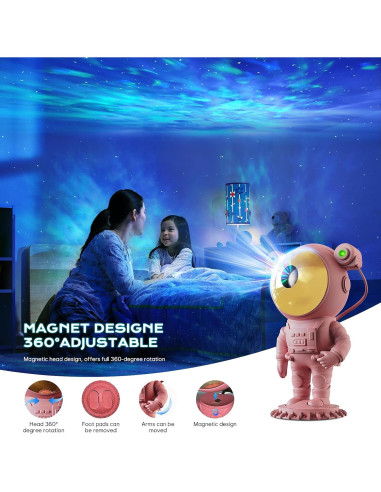 Proyector de Estrellas LPONGPOCUI Astronauta Rosa con Control Remoto