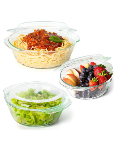 Juego de Platos de Cazuela de Vidrio Borosilicato Moss & Stone 3 Piezas