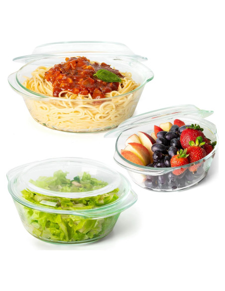 Juego de Platos de Cazuela de Vidrio Borosilicato Moss & Stone 3 Piezas