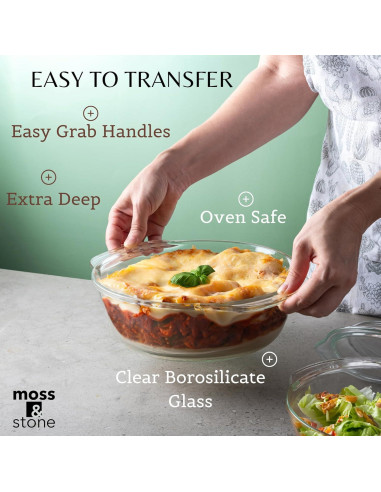 Juego de Platos de Cazuela de Vidrio Borosilicato Moss & Stone 3 Piezas