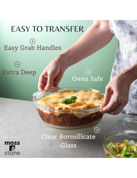 Juego de Platos de Cazuela de Vidrio Borosilicato Moss & Stone 3 Piezas